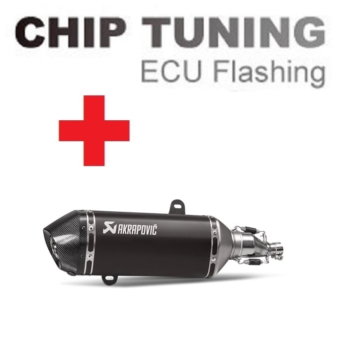 Vespa GTS 125 2017-2020 高性能 ECU フラッシュチューニング+Akrapovic S-VE125SO1-HZBL ( ステージ3)