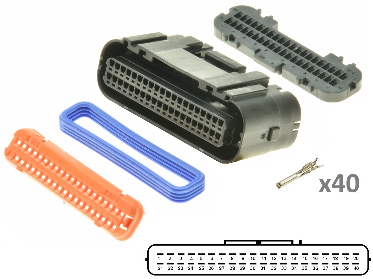 Kawasaki Suzuki Yamaha 40 way ECU CDI ECM motorcyle connector - 画像をクリックして閉じる