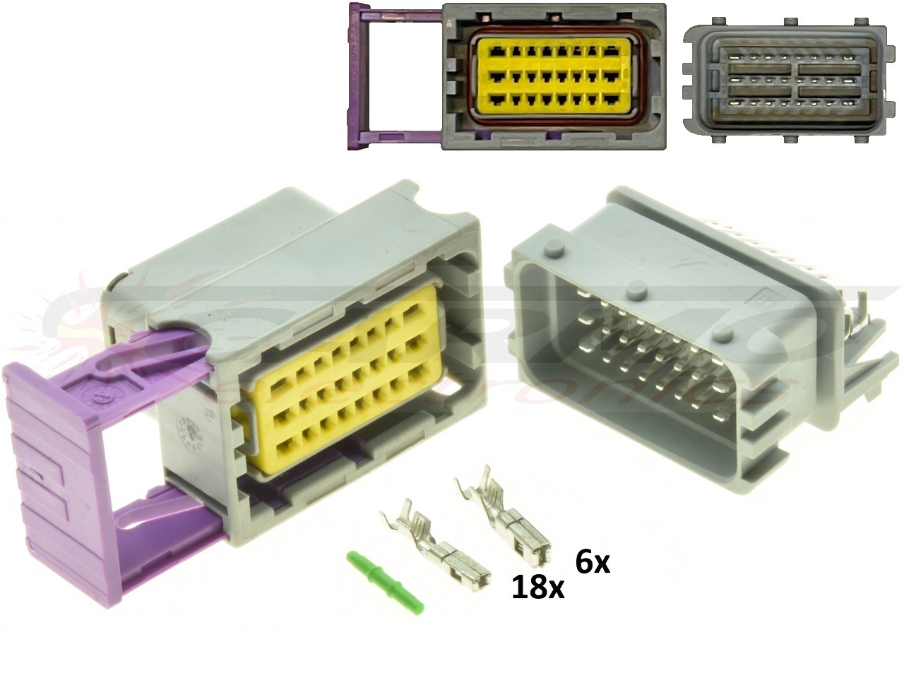24 voudige ECU CDI ECM motorfiets stekker aansluiting set grijs - mannetje vrouwtje compleet 211PC249S8005 - 画像をクリックして閉じる