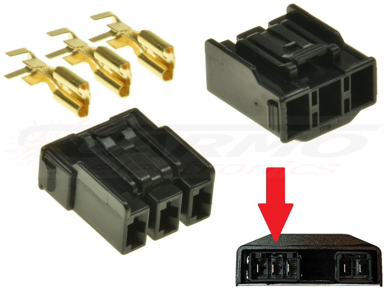 CARR2102 Honda stator connector for voltage regulator rectifier 3 pole FH014AA / SH750AA - 画像をクリックして閉じる