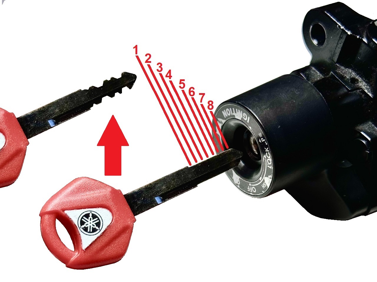 Motorcycle motorbike key ridges decoding service, ignition lock reading, key bit decoding, key cuts ridges reading - 画像をクリックして閉じる